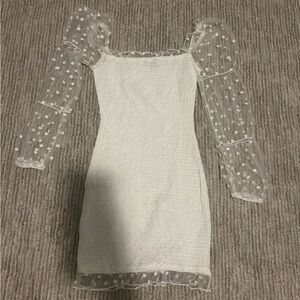 Women’s White Zara polka dot sleeve tight dress